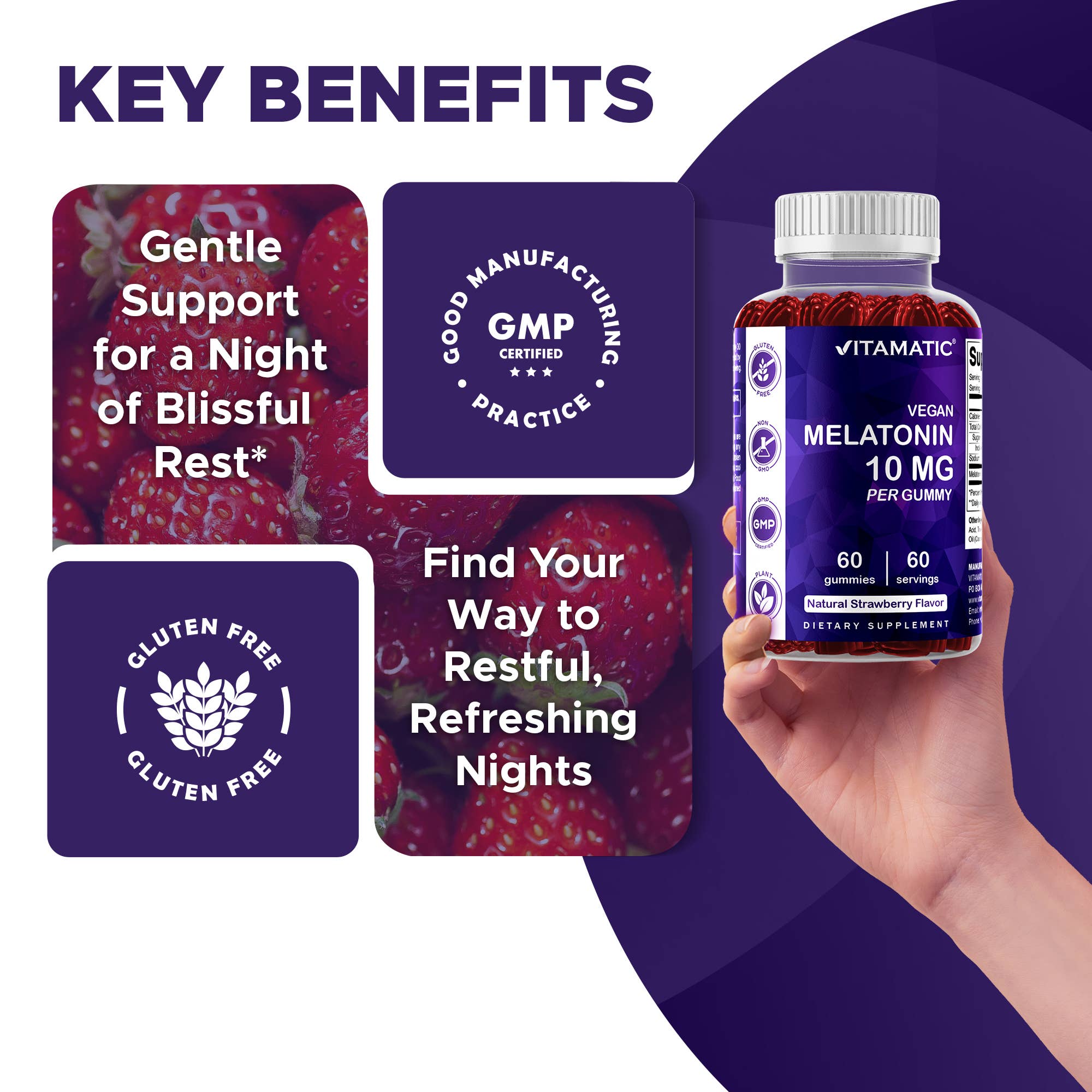 Vitamatic 10mg Melatonin | Vegan & Non-GMO | 60ct