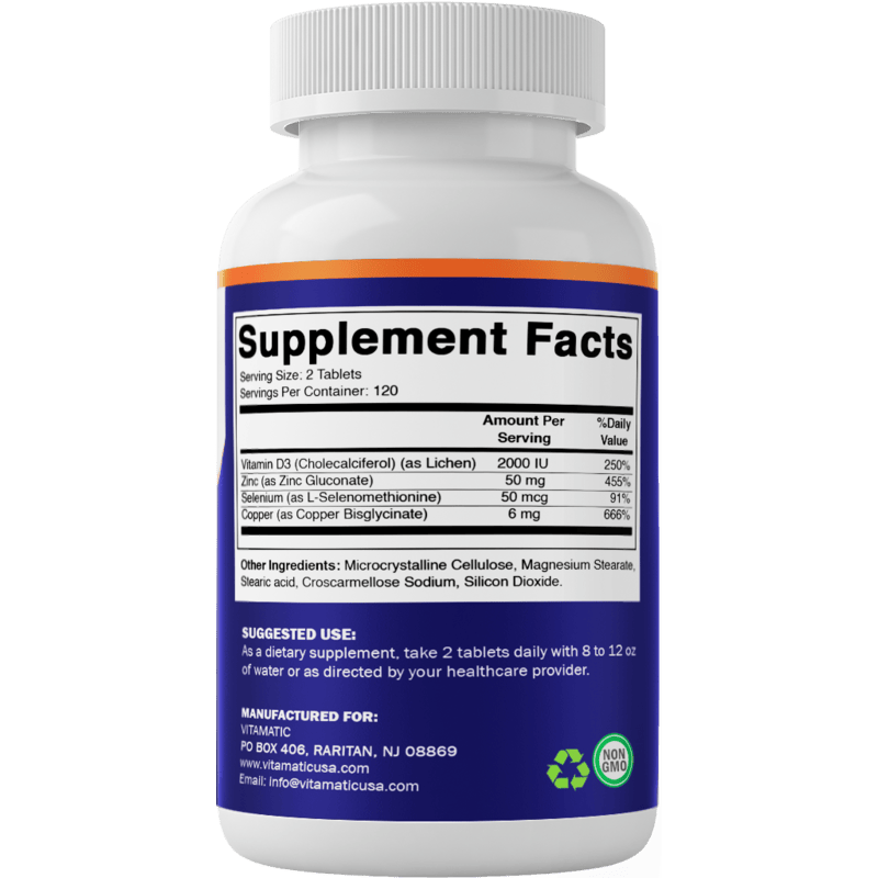 Vitamatic Copper & Zinc Complex | D3 + Selenium | 240ct