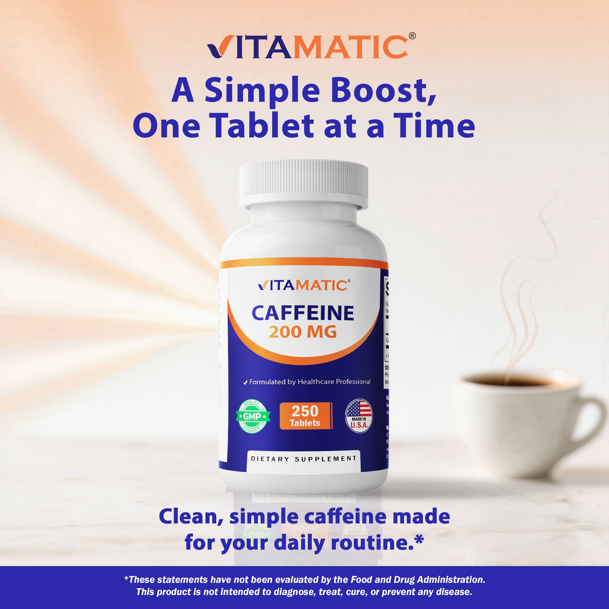 Vitamatic Caffeine 200mg | 250 Vegetarian Tablets