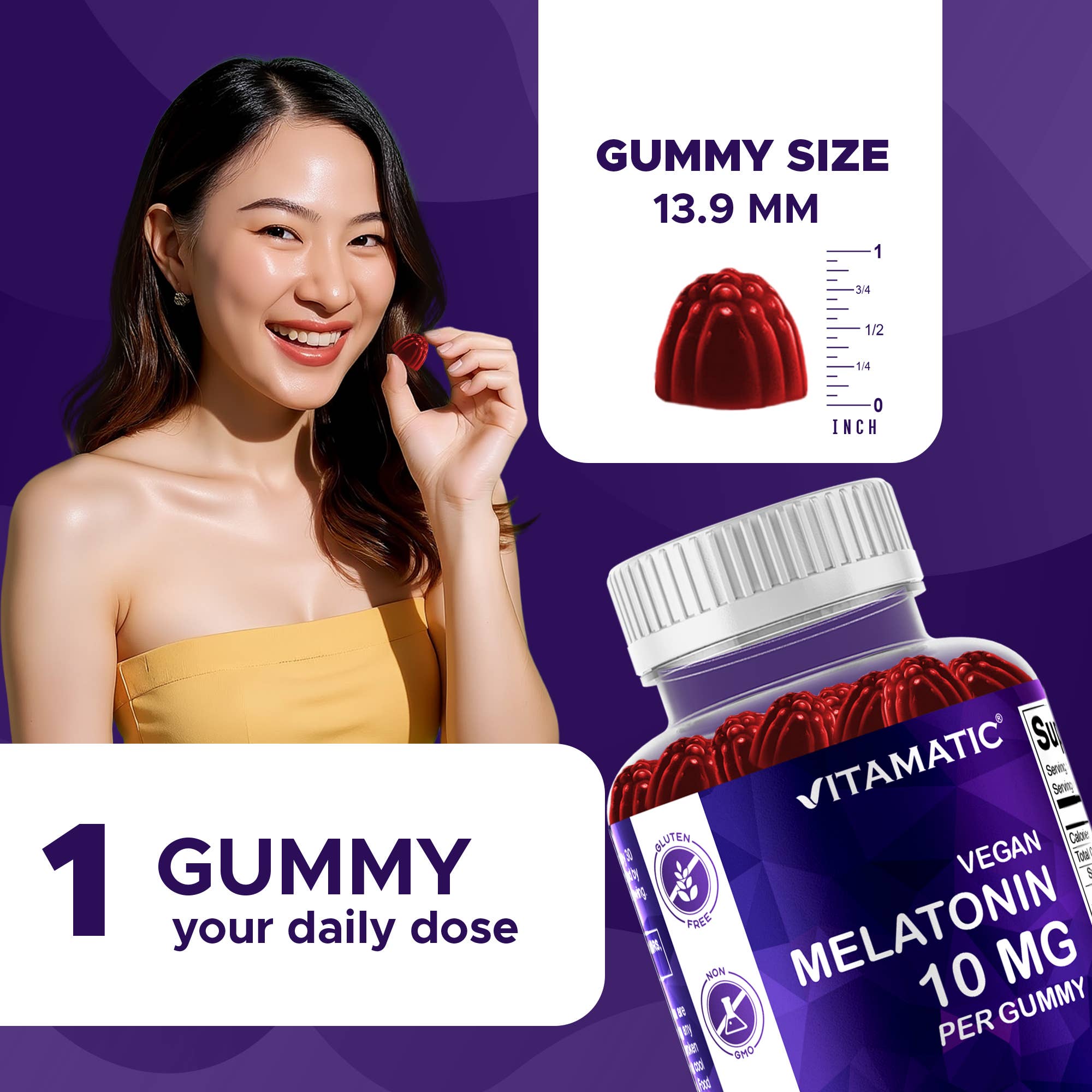 Vitamatic 10mg Melatonin | Vegan & Non-GMO | 60ct