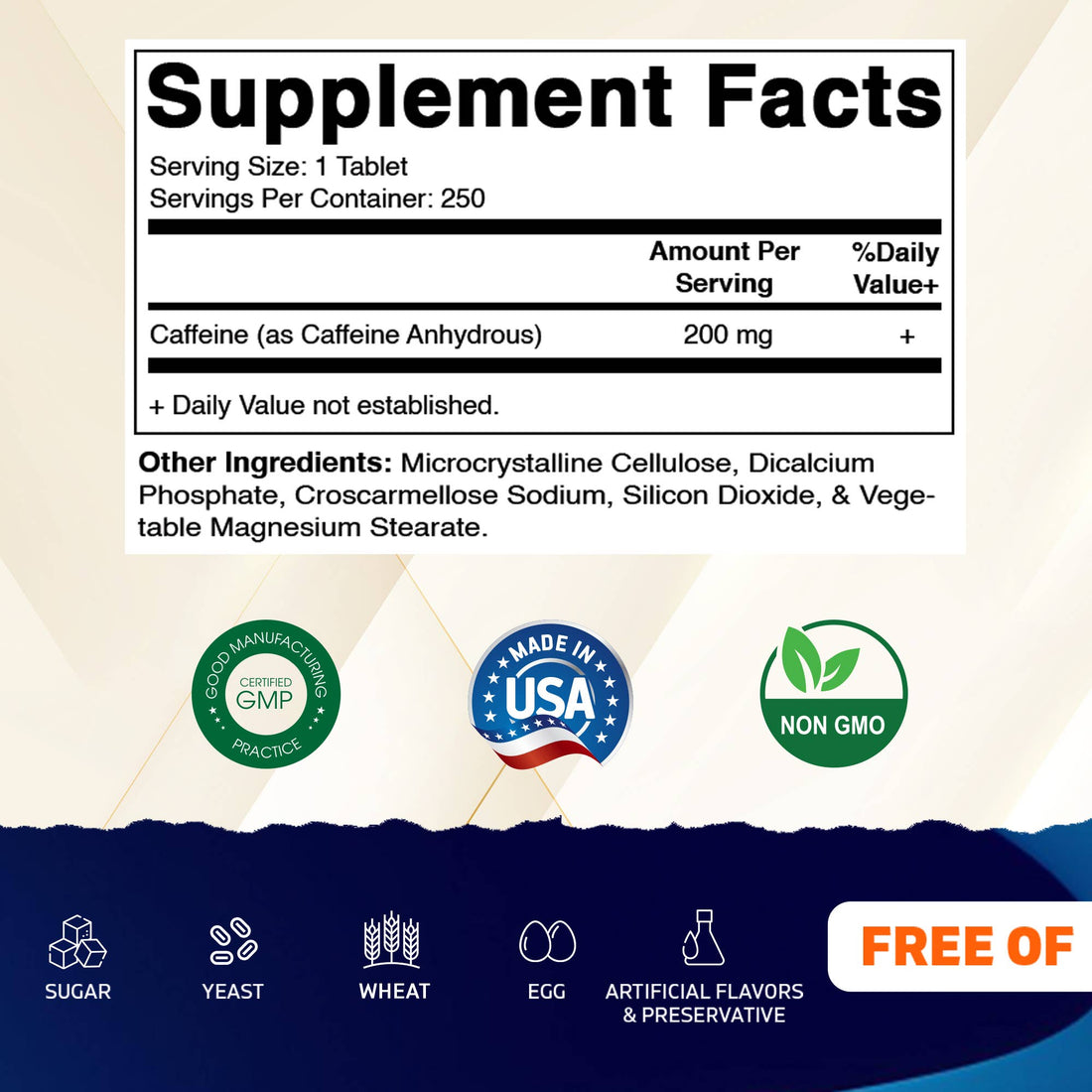Vitamatic Caffeine 200mg | 250 Vegetarian Tablets