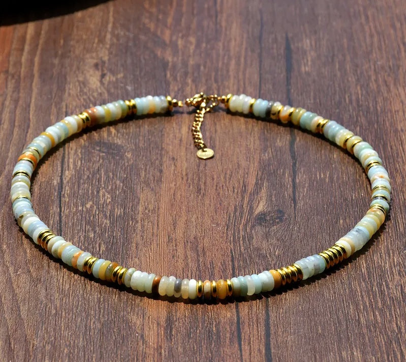Bohemian Color Block Natural Stone Necklace