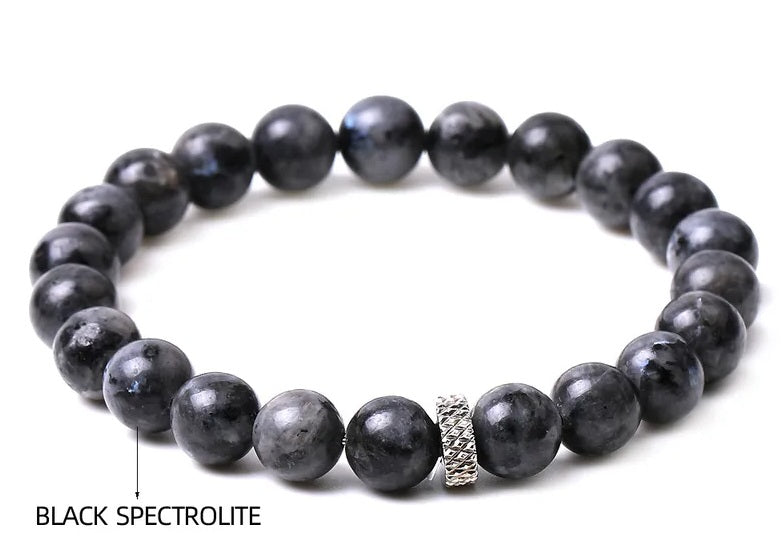 Natural Stone Titanium Steel Woven Chain Bracelet