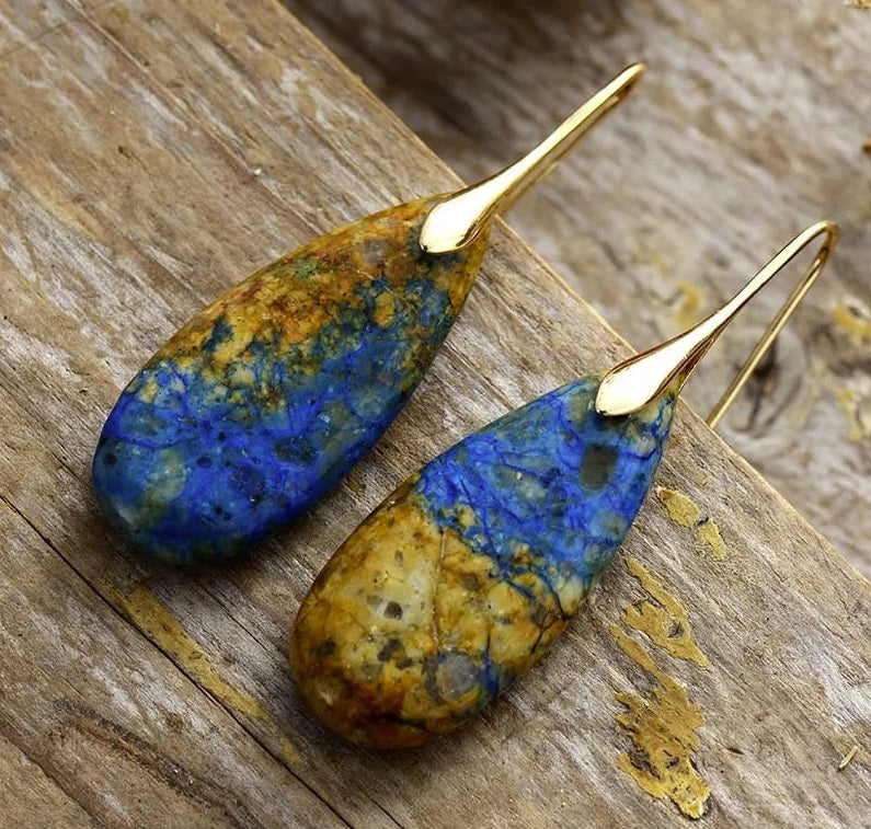 Retro Water Droplets Emperor Stone Earrings