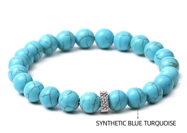 Natural Stone Titanium Steel Woven Chain Bracelet