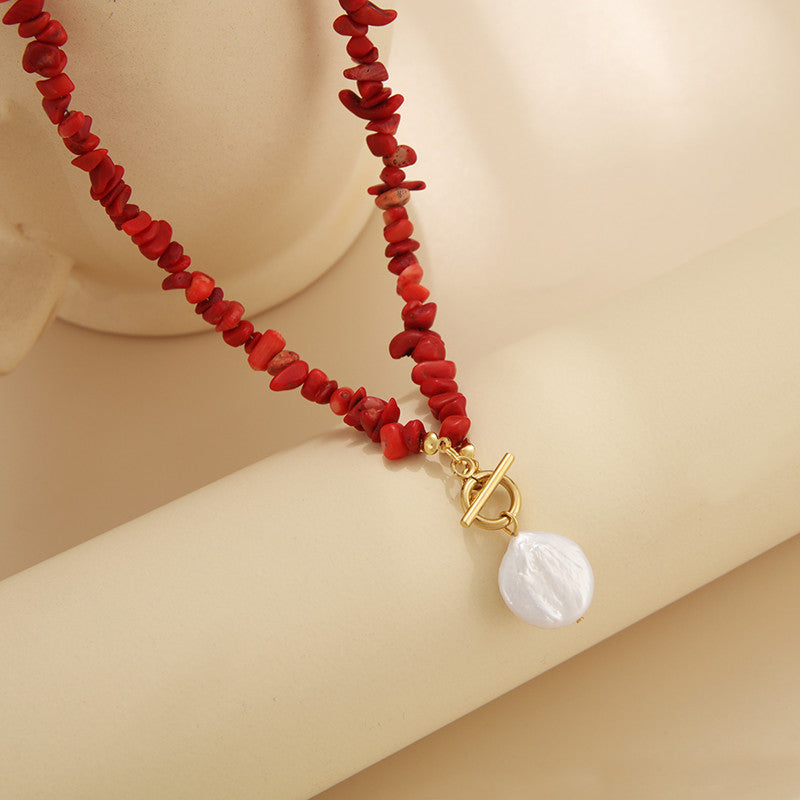 Freshwater Pearl Gravel Pendant Necklace