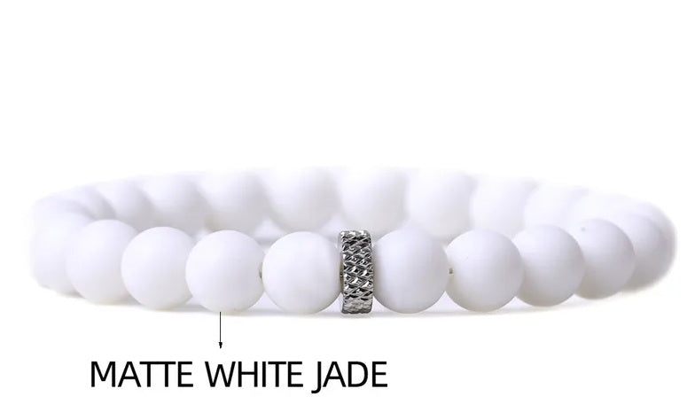 Natural Stone Titanium Steel Woven Chain Bracelet