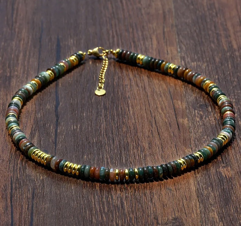 Bohemian Color Block Natural Stone Necklace
