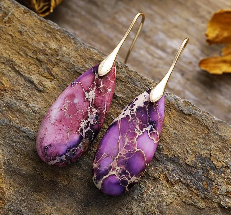 Retro Water Droplets Emperor Stone Earrings