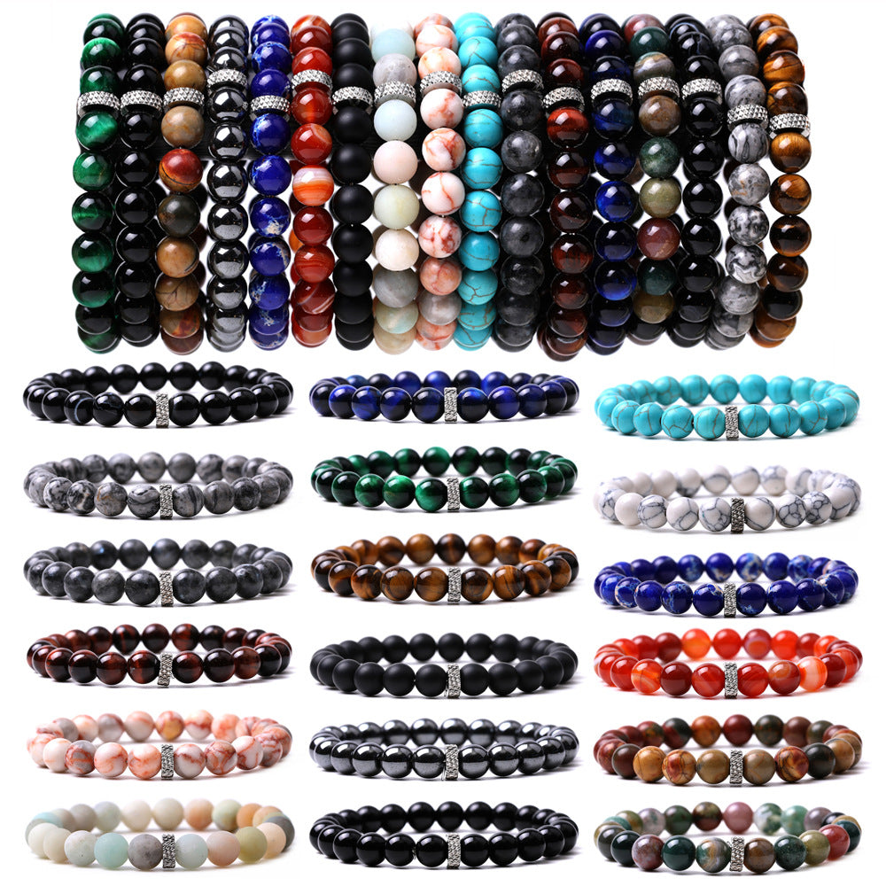 Natural Stone Titanium Steel Woven Chain Bracelet