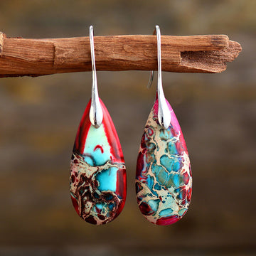 Retro Water Droplets Emperor Stone Earrings