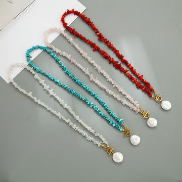 Freshwater Pearl Gravel Pendant Necklace