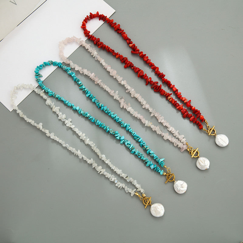 Freshwater Pearl Gravel Pendant Necklace