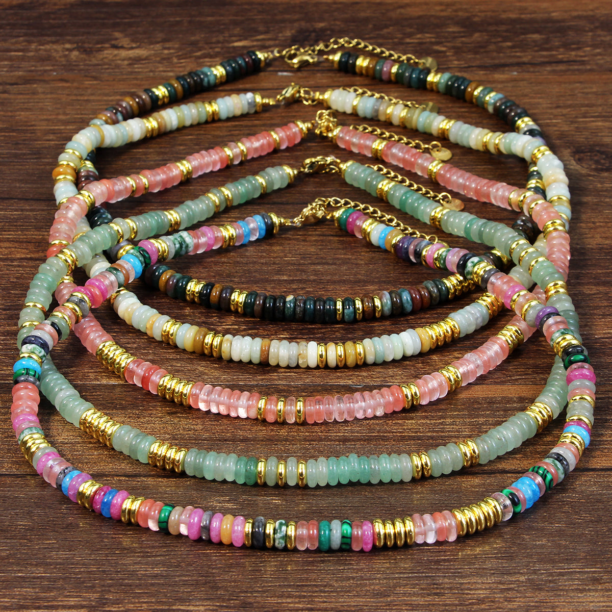 Bohemian Color Block Natural Stone Necklace