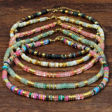 Bohemian Color Block Natural Stone Necklace