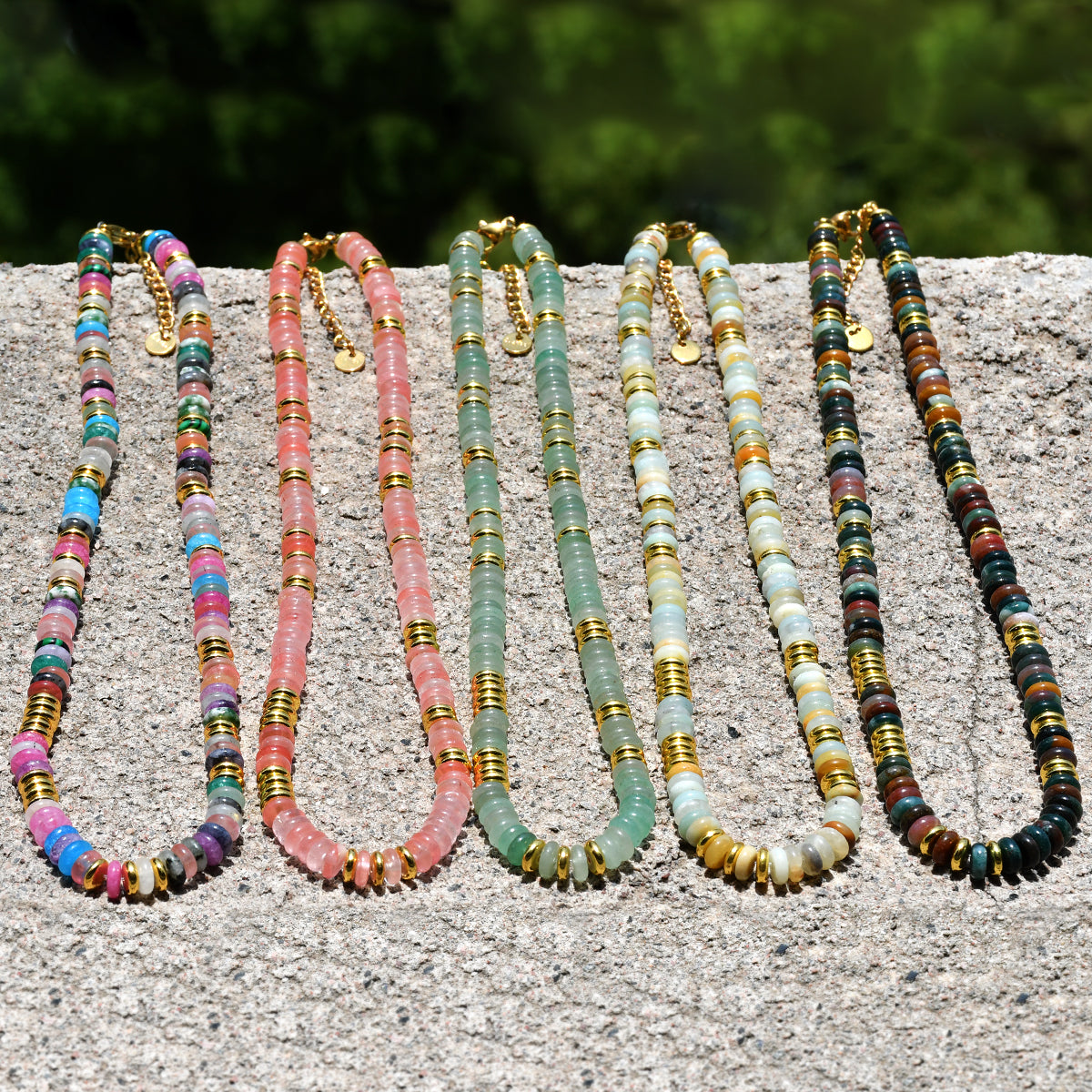 Bohemian Color Block Natural Stone Necklace