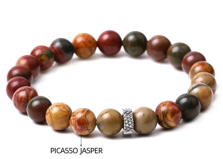 Natural Stone Titanium Steel Woven Chain Bracelet