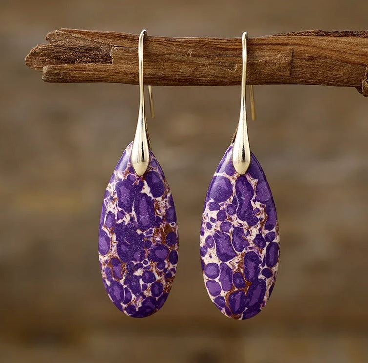 Retro Water Droplets Emperor Stone Earrings