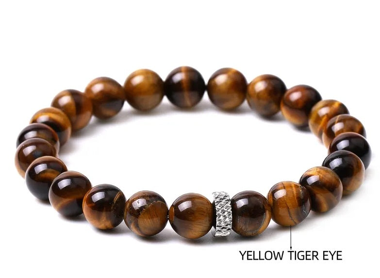Natural Stone Titanium Steel Woven Chain Bracelet