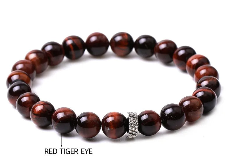 Natural Stone Titanium Steel Woven Chain Bracelet