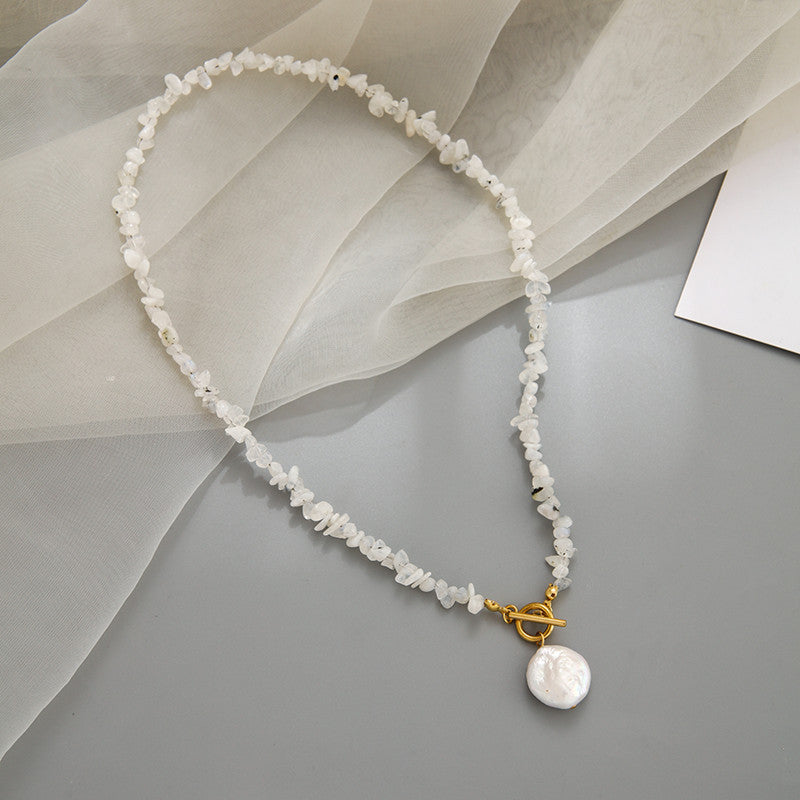 Freshwater Pearl Gravel Pendant Necklace