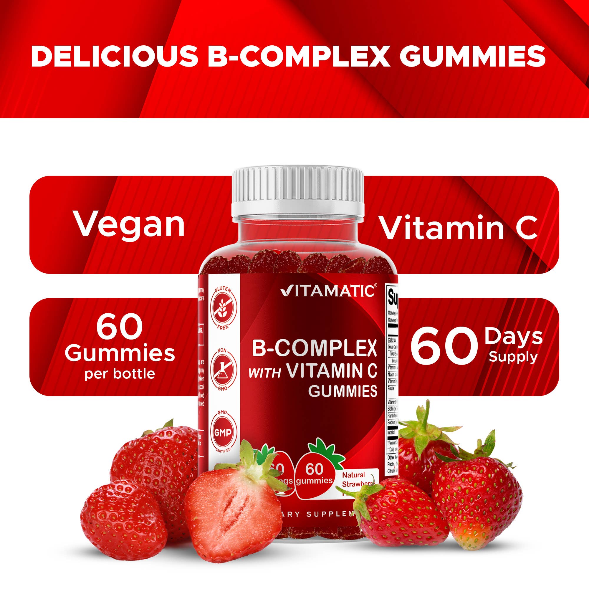 Vitamatic B-Complex + C & Inositol | Energy | 60 Gummies