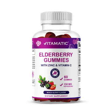 Vitamatic Elderberry Gummies | Zinc & Vitamin C | 60ct