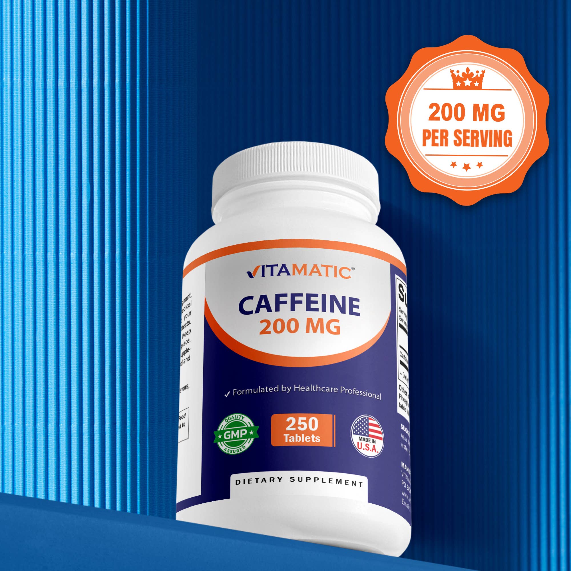 Vitamatic Caffeine 200mg | 250 Vegetarian Tablets