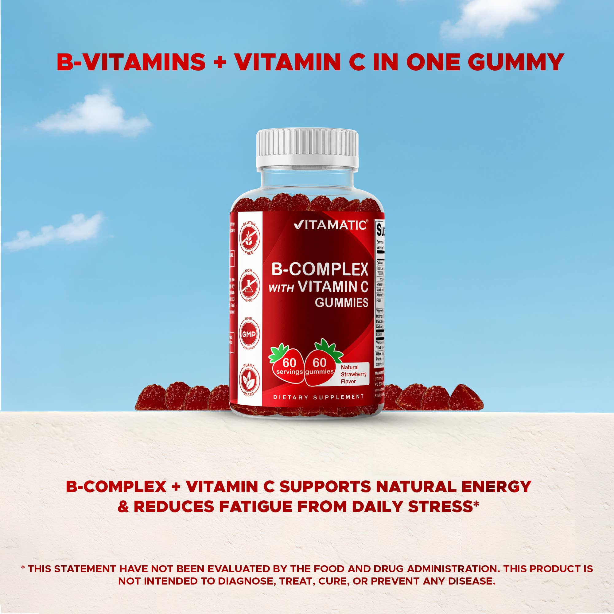 Vitamatic B-Complex + C & Inositol | Energy | 60 Gummies