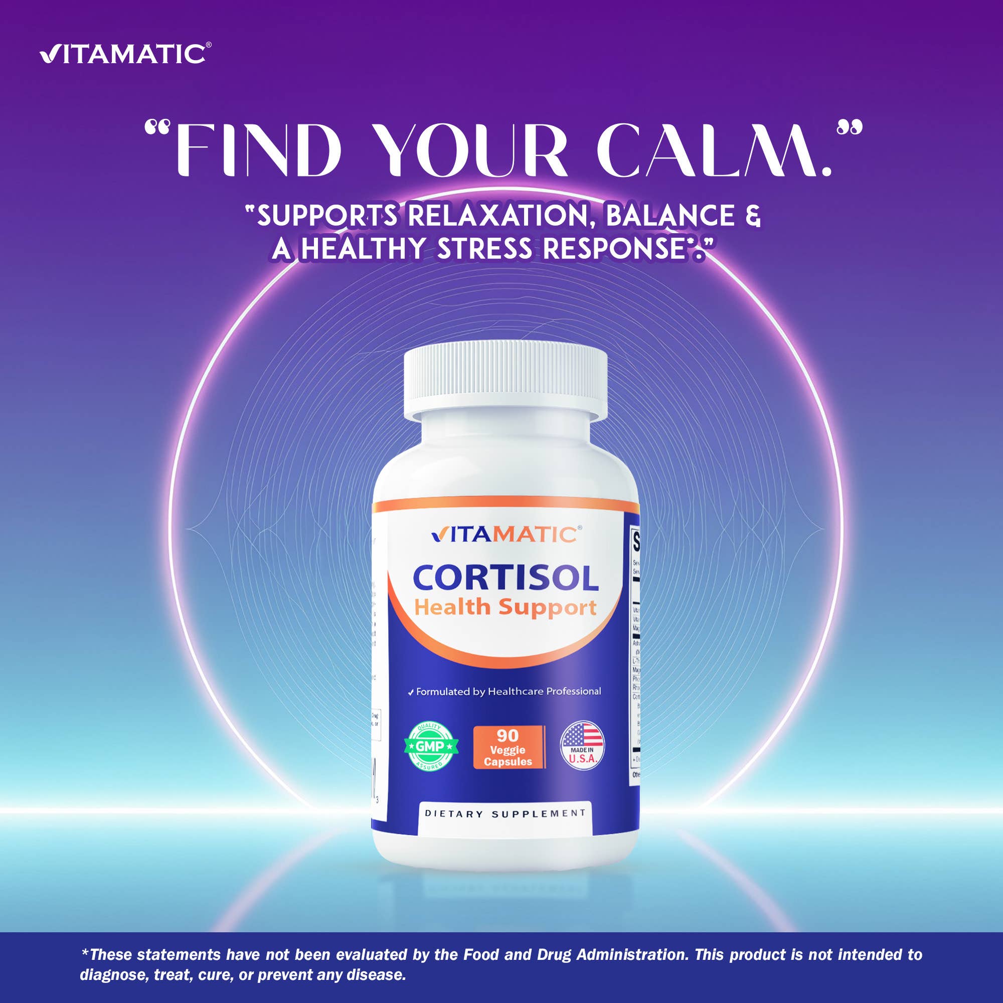 Vitamatic Cortisol Support | Ashwagandha & Rhodiola | 90ct