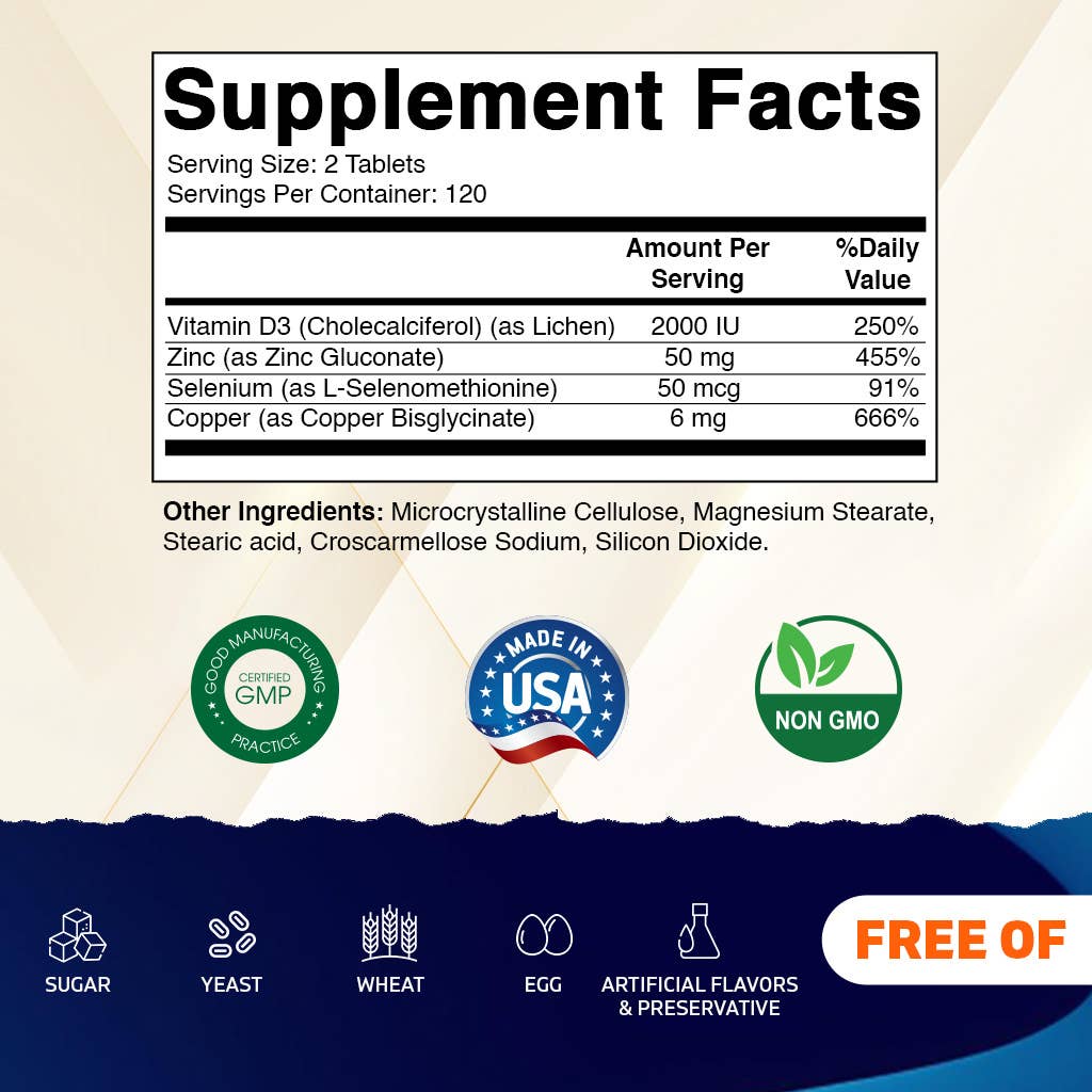 Vitamatic Copper & Zinc Complex | D3 + Selenium | 240ct